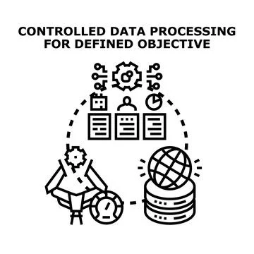 Controlled data processing for defined objective concept Stock Illustration