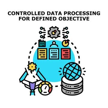 Controlled data processing for defined objective concept Stock Illustration