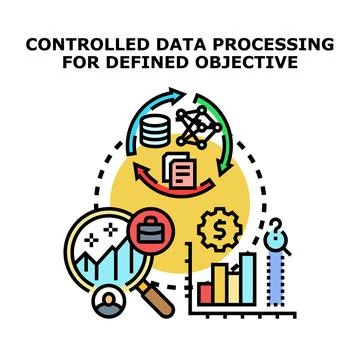 Controlled data processing for defined objective strategy Stock Illustration