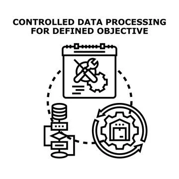Controlled data processing flow for defined business objective Stock Illustration