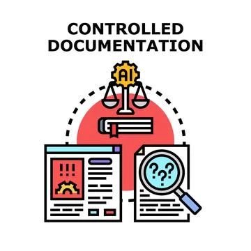 Controlled documentation process with artificial intelligence and legal reg.. Stock Illustration