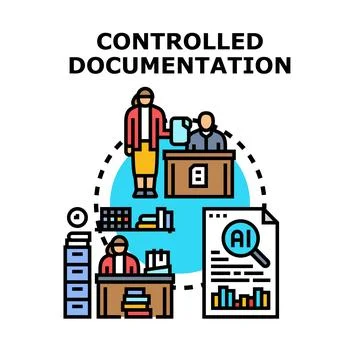 Controlled documentation process managing business information Stock Illustration