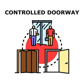 Controlled doorway access concept vector illustration Stock Illustration