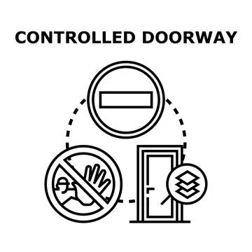 Controlled doorway entry access symbol preventing unauthorized people Stock Illustration