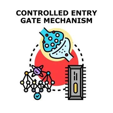 Controlled entry gate mechanism vector illustration concept Stock Illustration