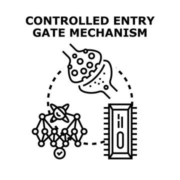 Controlled entry gate mechanism vector illustration concept Stock Illustration