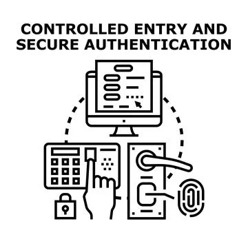 Controlled entry system and secure authentication access Illustrazione stock