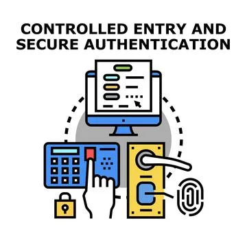 Controlled entry system and secure authentication access Stock Illustration