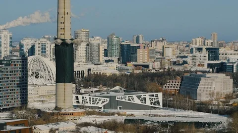 Controlled explosion of abandoned television tower in Ekaterinburg Stock Footage 121369694