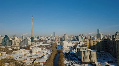 Controlled explosion of abandoned television tower in Ekaterinburg Stock Footage 121587849