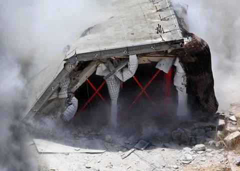 Controlled Explosion in Jerusalem School to Test an Earthquake Protection Cage S Stock Photos