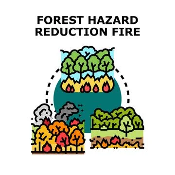 Controlled forest burning reducing environmental wildfire hazard Stock Illustration
