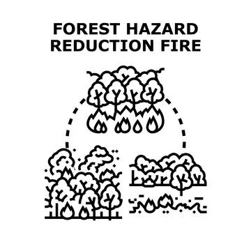 Controlled forest burning reducing environmental wildfire hazard Stock Illustration