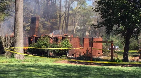 Controlled house fire Stock Footage 66905857