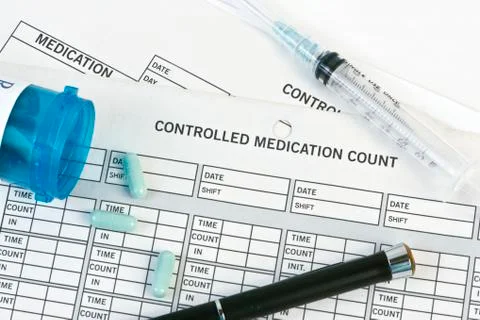 Controlled medication count Stock Photos