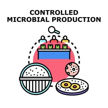 Controlled microbial production process managing biotechnology research Stock Illustration