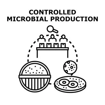 Controlled microbial production process managing biotechnology research Stock Illustration