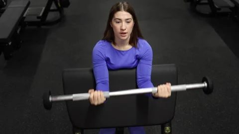 Controlled preacher curl strength set Stock Footage 328253554