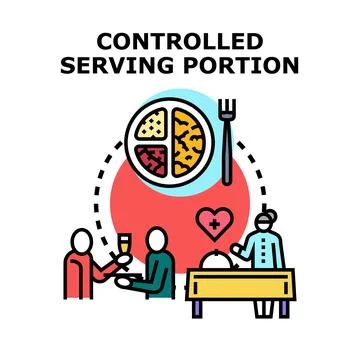 Controlled serving portion concept with healthy eating Stock Illustration