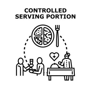 Controlled serving portion concept with healthy eating Stock Illustration