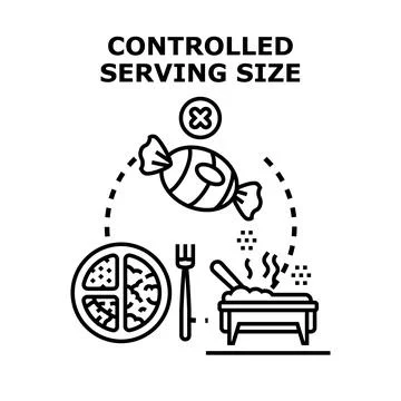 Controlled serving size for healthy diet and nutrition planning Stock Illustration