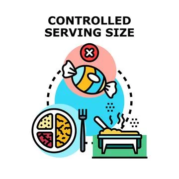 Controlled serving size for healthy diet and nutrition planning Stock Illustration