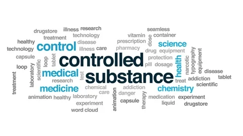 Controlled substance animated word cloud. Kinetic typography. Stock Footage 107939822