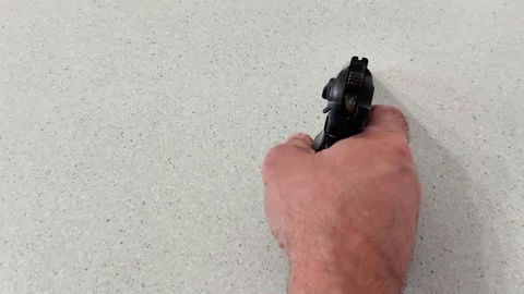 Controlled trigger press on black air gun Video stock 322151111