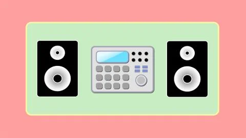 Controller and loudspeakers Stock Illustration