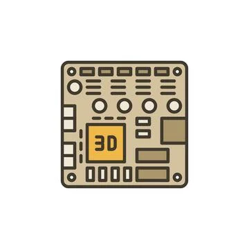 Controller Board for 3D printer vector concept colored icon Stock Illustration