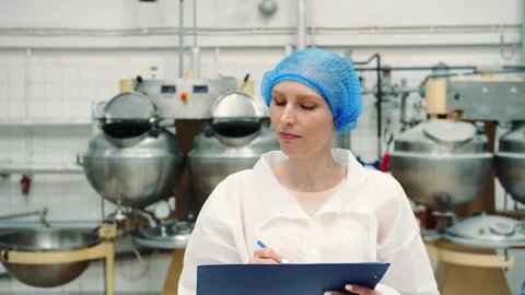 Controller checking confection factory. Candy factory. Video stock 152449574