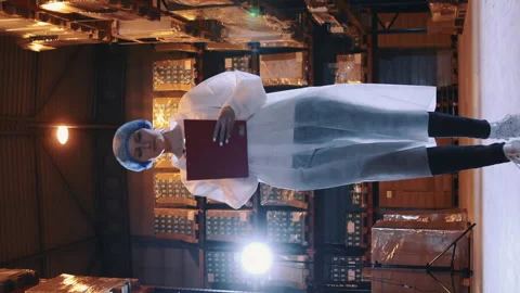 Controller checking factory storage room. Video stock 151962391