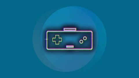 Controller entering top-right, sliding to center, scaling, halo growing, Video stock 326974103