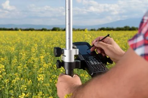 Controller Geodesy Survey Rapeseed Foto stock