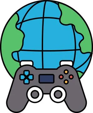 The controller is positioned in the center of the image Stock Illustration