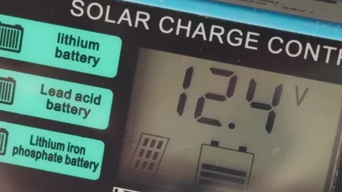 Controller screen for charging battery from solar battery. Stock-Footage 286805281