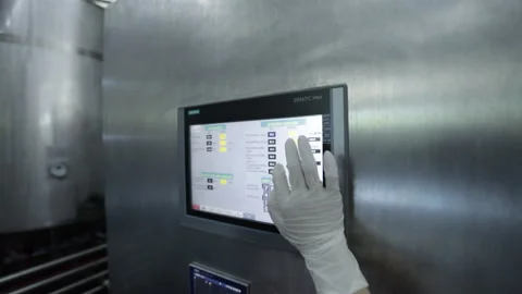 Controller screen in factory Stock Footage 137496512