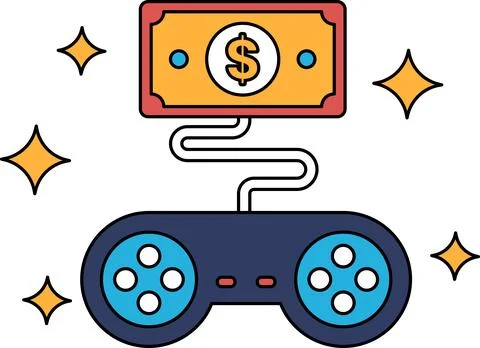 The controller is surrounded by a string Stock Illustration