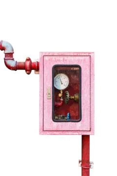 Controller of water sprinkler and fire fighting system on isolated white back Stock Photos