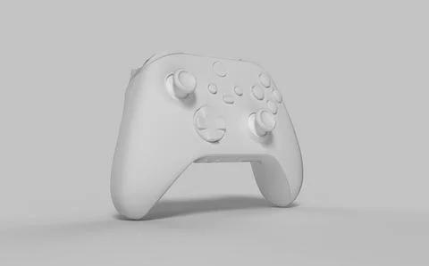 Controller white pad with buttons for video game console isolated on grey col Stock Illustration