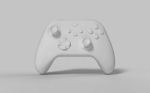 Controller white pad with buttons for video game console isolated on grey col Stock Illustration