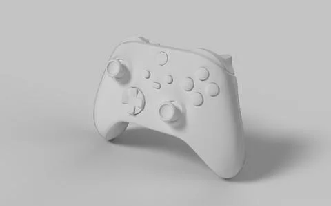 Controller white pad with buttons for video game console isolated on grey col Stock Illustration