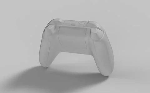 Controller white pad with buttons for video game console isolated on grey col Stock Illustration