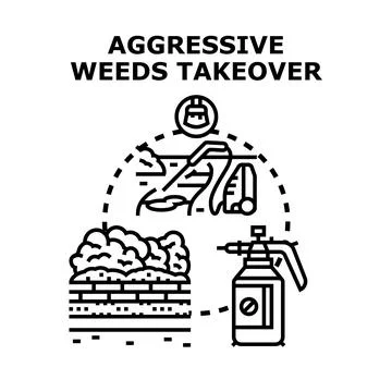 Controlling aggressive weeds preventing takeover in garden landscape Stock Illustration