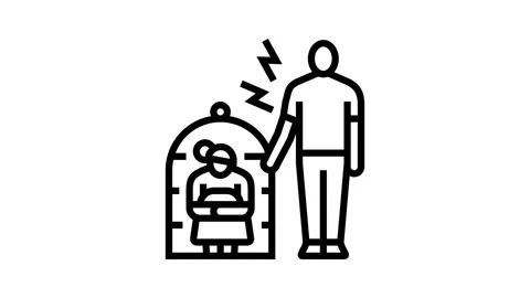 Controlling behavior couple line icon animation Stock Footage 326120897