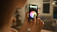Controlling Home Lights Wirelessly Using Smartphone / Smart Home Features Stock Footage