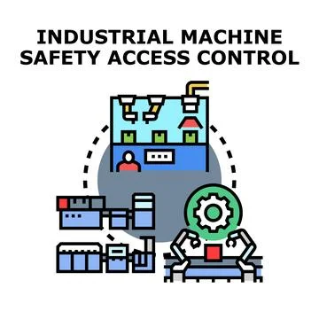 Controlling industrial machine safety access system Ilustración de archivo