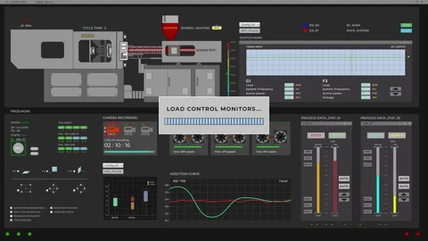 Controlling the industrial production equipment using the modern program ui Stock Footage 277732973
