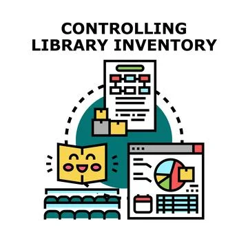 Controlling library inventory management and digital data Stock Illustration