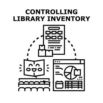 Controlling library inventory management and digital data Stock Illustration